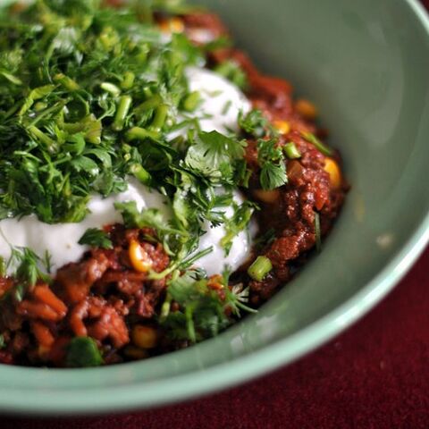 Illustratie bij: Chili con carne met rijst. Niet pittig, wel om te smullen!