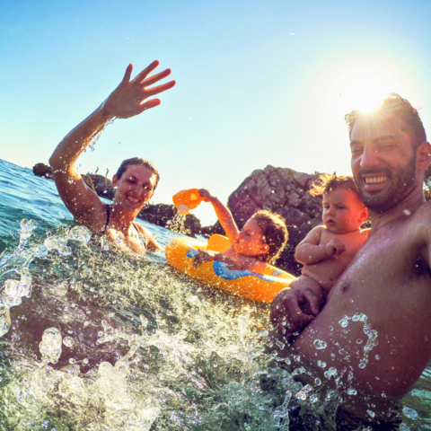 familie selfie op vakantie